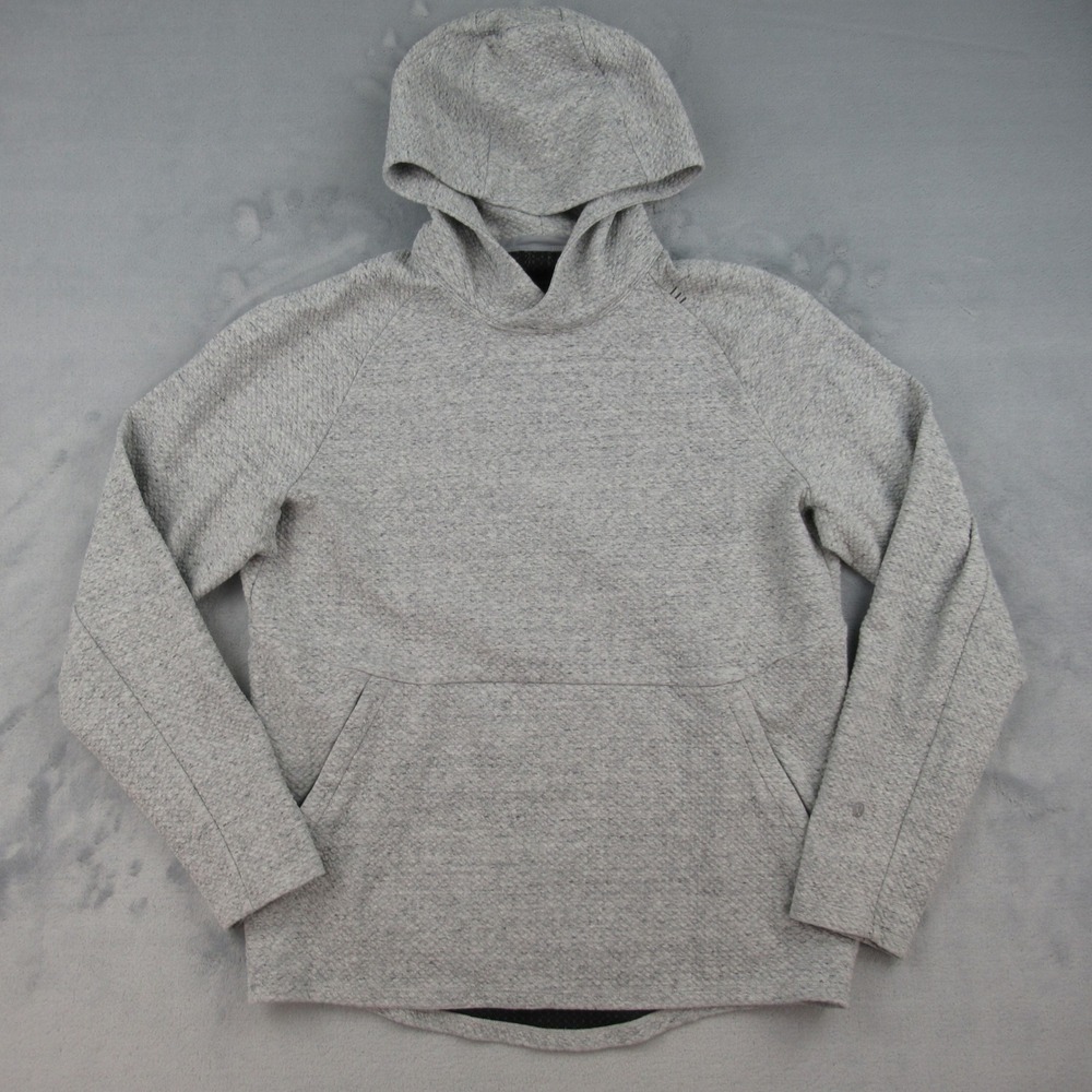 Lululemon Engineered Warmth Hoodie Mens Size M Gray Textured Pullover Activewear